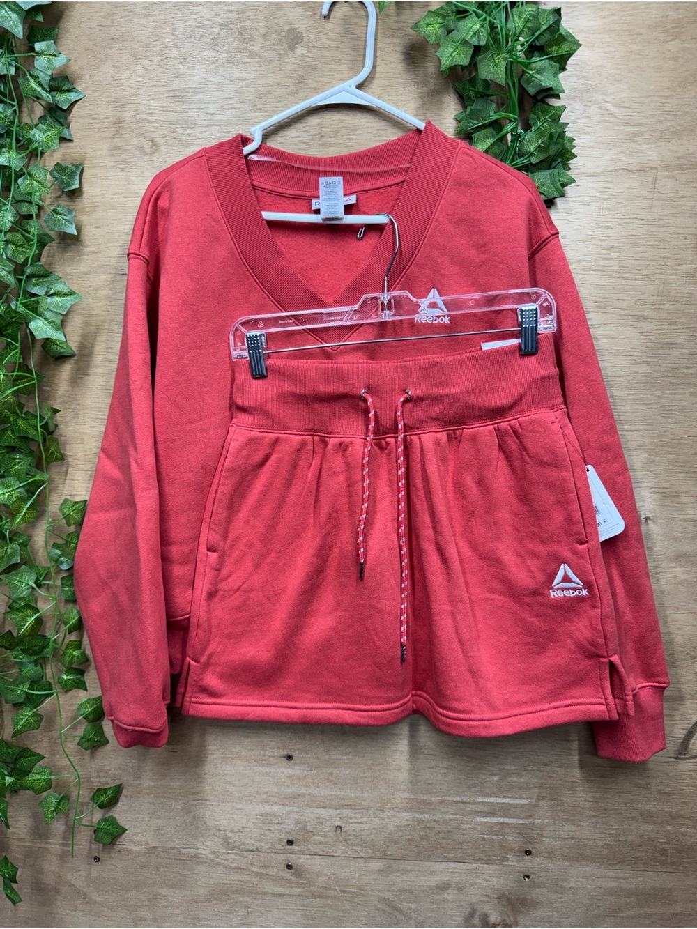 Reebok Coral Red Sweatshirt and Skirt Set